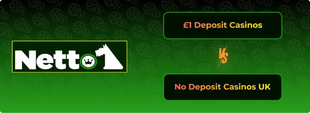 £1 Deposit Casinos vs. No Deposit Casinos UK Banner